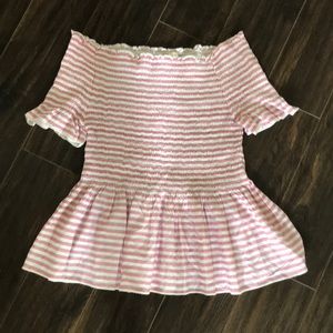 Off the shoulder smocked top